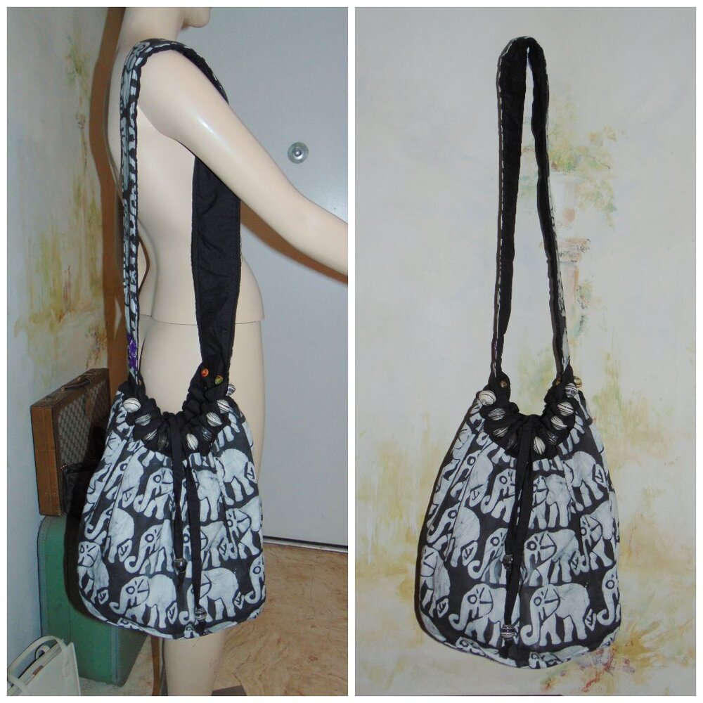 ELEPHANT TOTE BAG HANDMADE In UGANDA By PROJECT LYDIA Batik CROSSBODY CARRYALL
